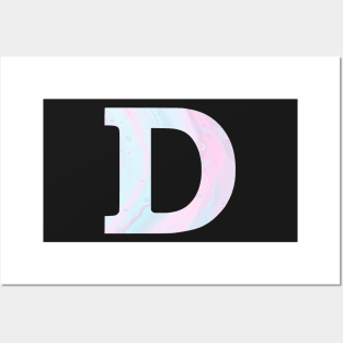 The Letter D Blue and Pink Marble Design Posters and Art